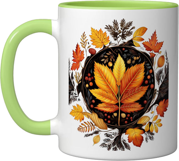 Fall Season Mandala Autumn Leaves Thanksgiving Ceramic Mug