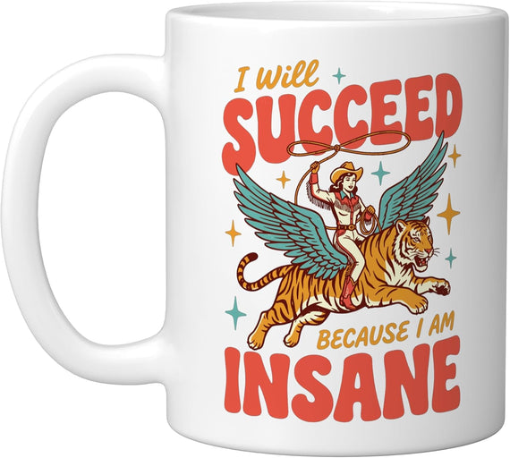 Retro Cowgirl Tiger Rodeo I Will Succeed Because I Am Ceramic Mug