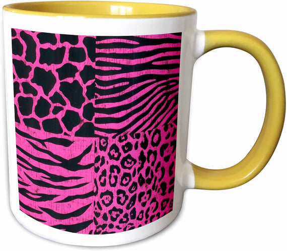 Black Animal Prints In Hot Pink Ceramic Mug