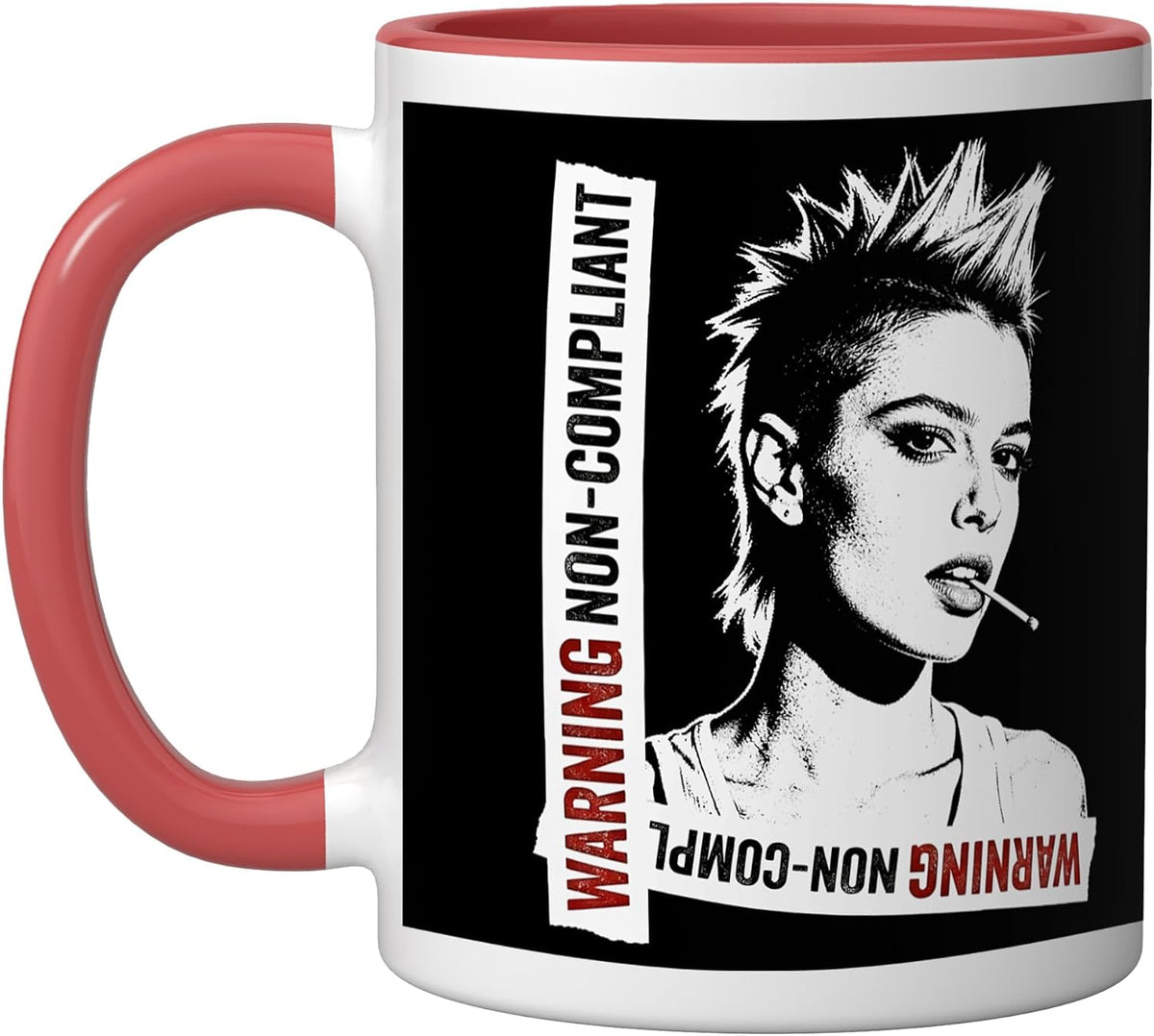 Punk Woman Stencil Graffiti Urban Grunge Art Distressed Ceramic Mug