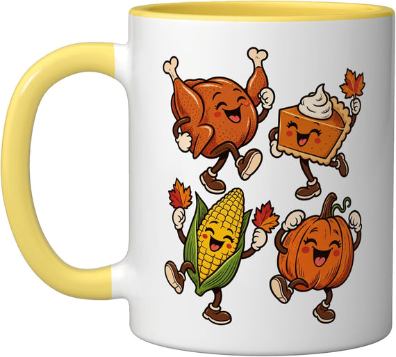 Thanksgiving Dancing Feast Funny Ceramic Mug
