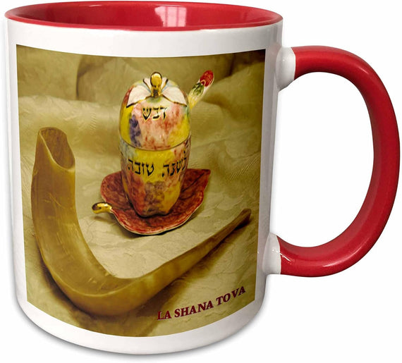 Rosh Hashanah Shofar Honey Jewish Holiday Ceramic Mug