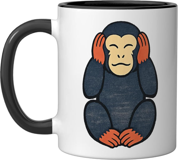 Japanese Hear No Evil Wise Monkey With Saying Ceramic Mug