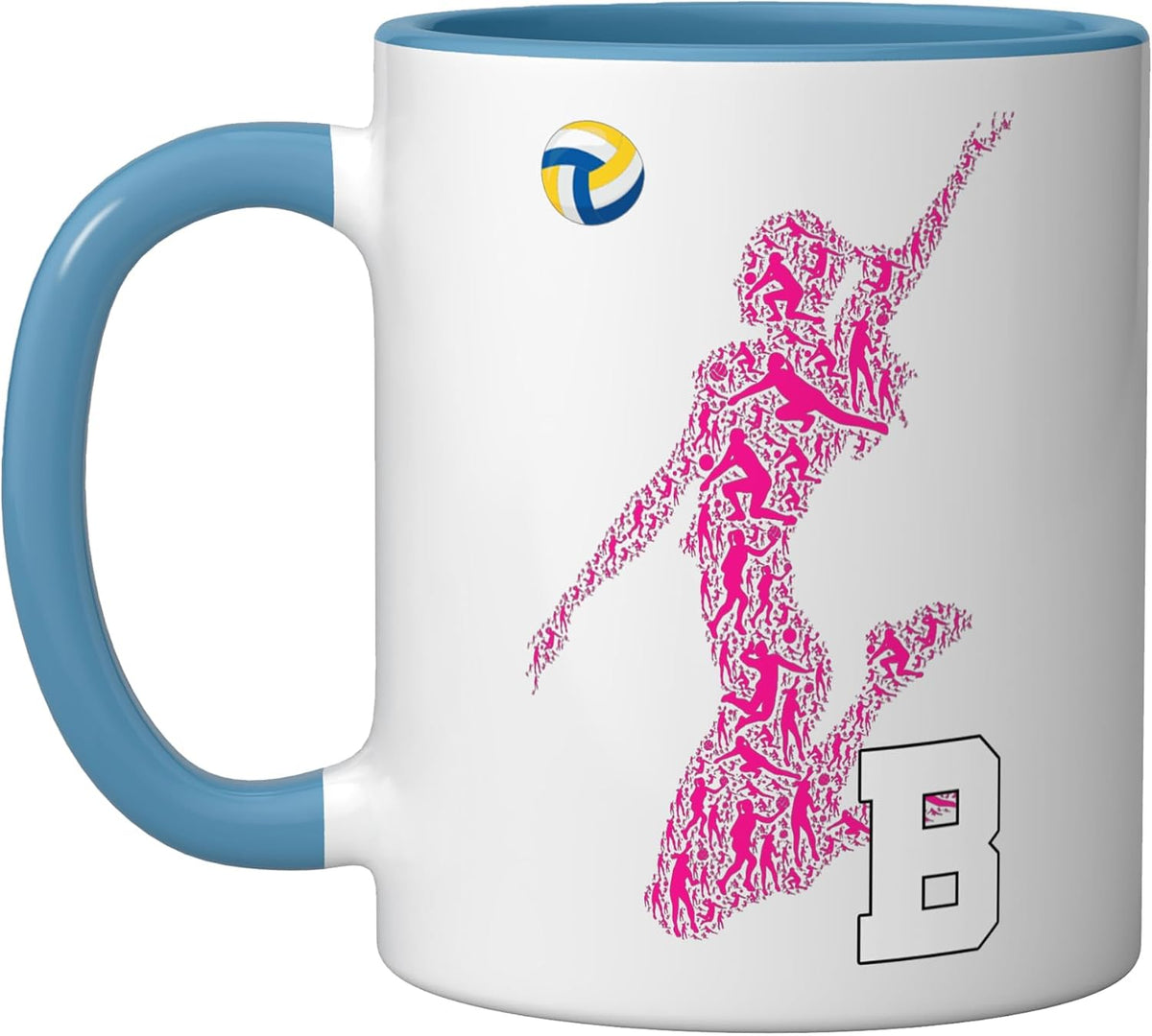 Womens Volleyball Letter B Initial Monogram - Pink Player Ceramic Mug