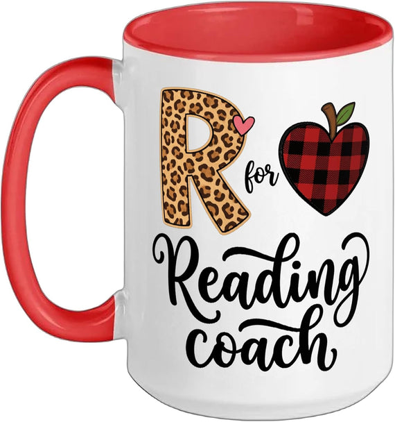 R For Reading Coach Leopard Print Ceramic Mug