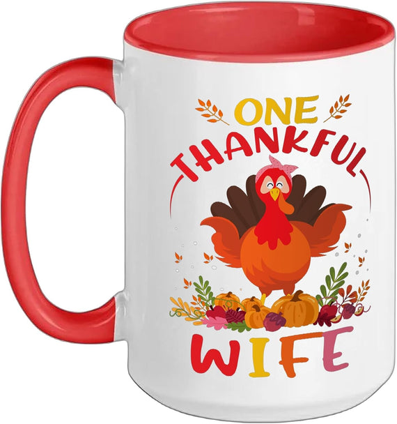 One Thankful Wife Turkey Fall Autumn Thanksgiving Ceramic Mug