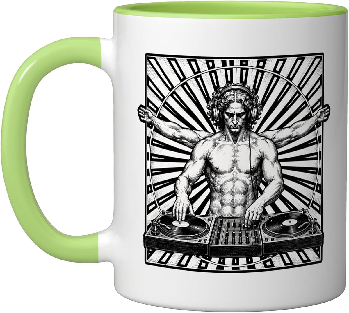 Vitruvian Man Dj Turntables Music Funny Ceramic Mug