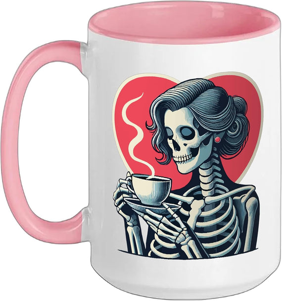Valentines Day Heart Woman Skeleton Coffee Caffeine Ceramic Mug