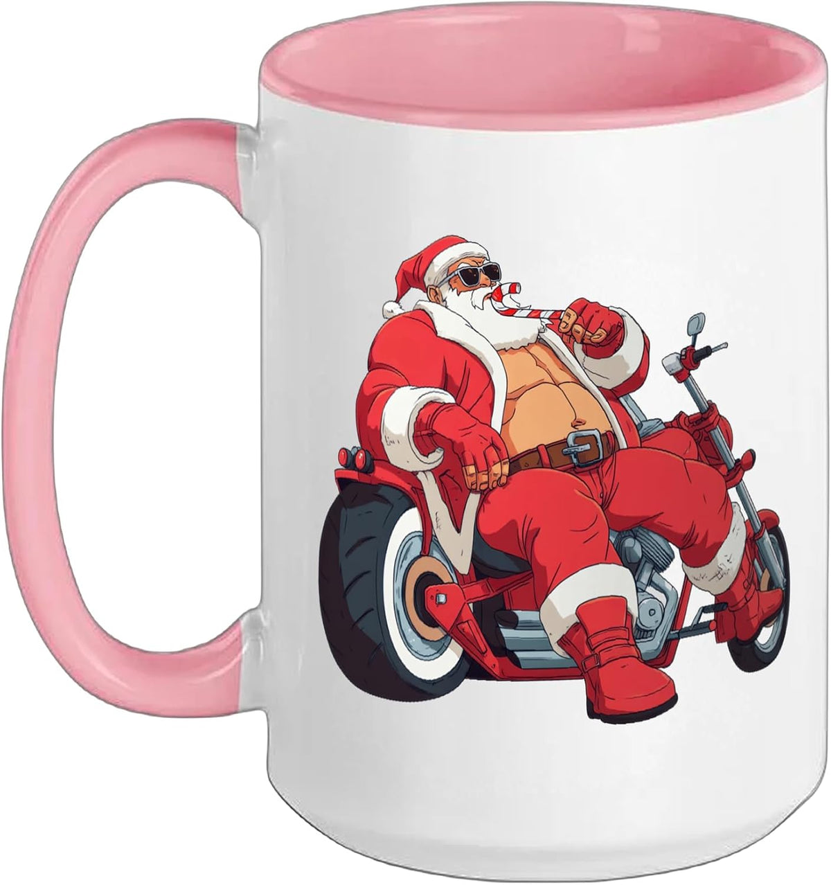 Hot Santa with Motorcycle for Naughty Motorbikes Lovers Ceramic Mug