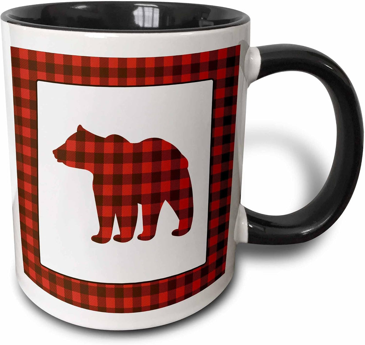 Buffalo Plaid Bear Ceramic Mug