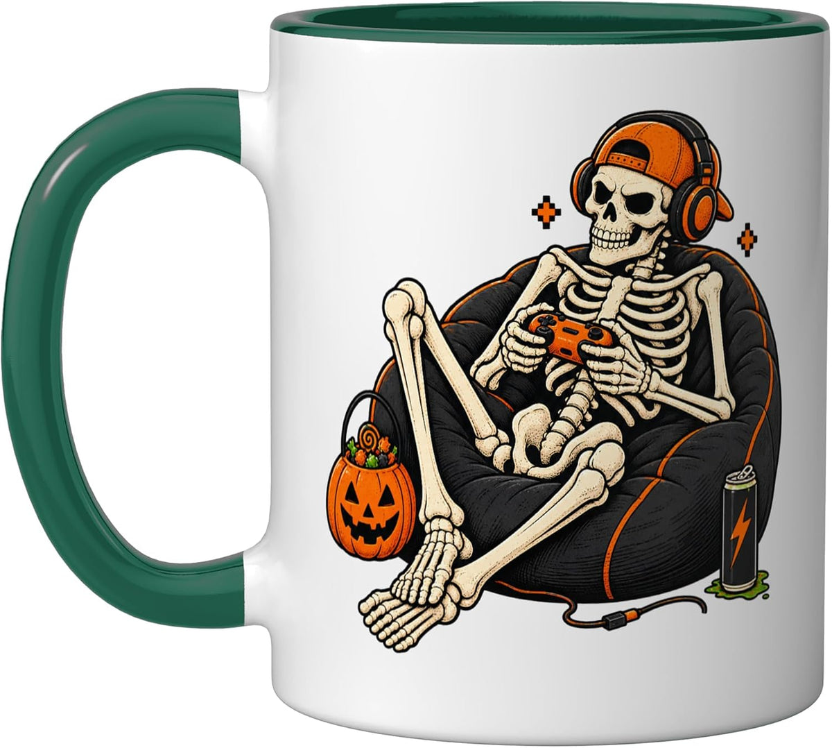Funny Skeleton Gamer Video Gaming Halloween Costume Ceramic Mug