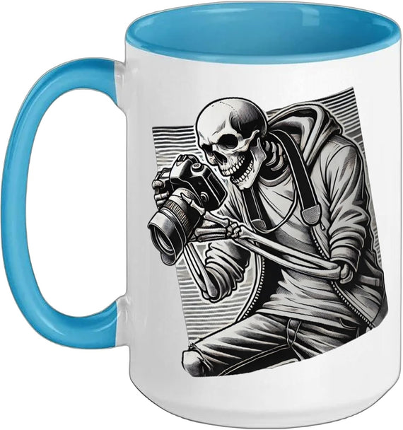 Skeleton Photographer Modern Camera Photography Lover Ceramic Mug