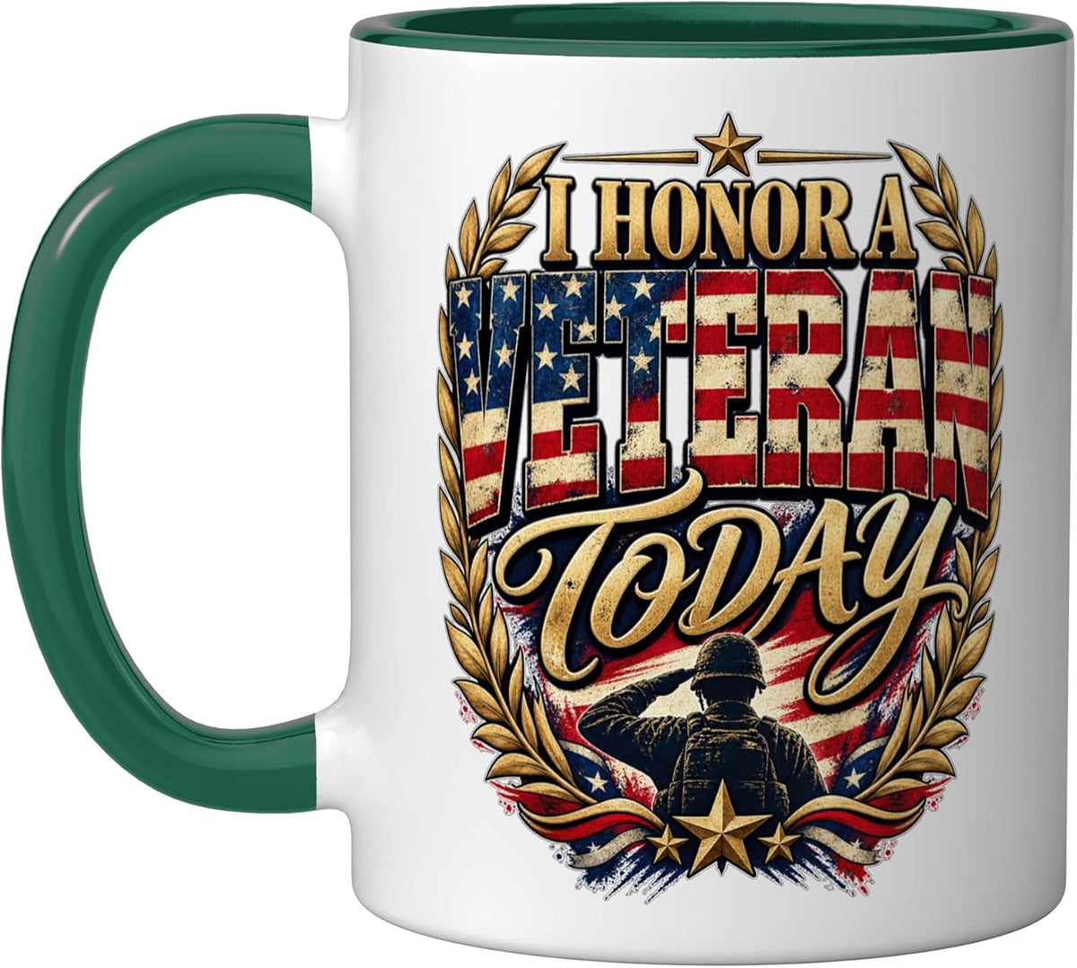 I Honor A Veteran Today Salute Laurel Wreath Veterans Day Ceramic Mug