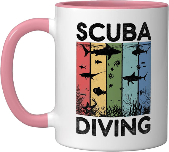 Retro Scuba Diving Under Water Diver Scuba Divers Ceramic Mug