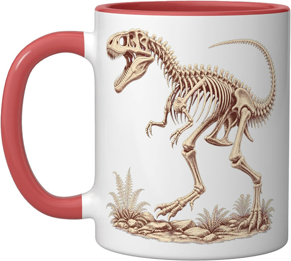 Vintage Dinosaur Skeleton Paleontology Museum Plate Ceramic Mug