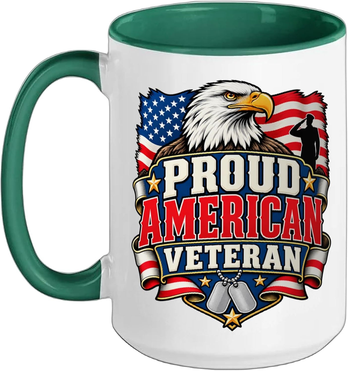 Veteran Pride Proud American Bald Eagle Military Flag Ceramic Mug