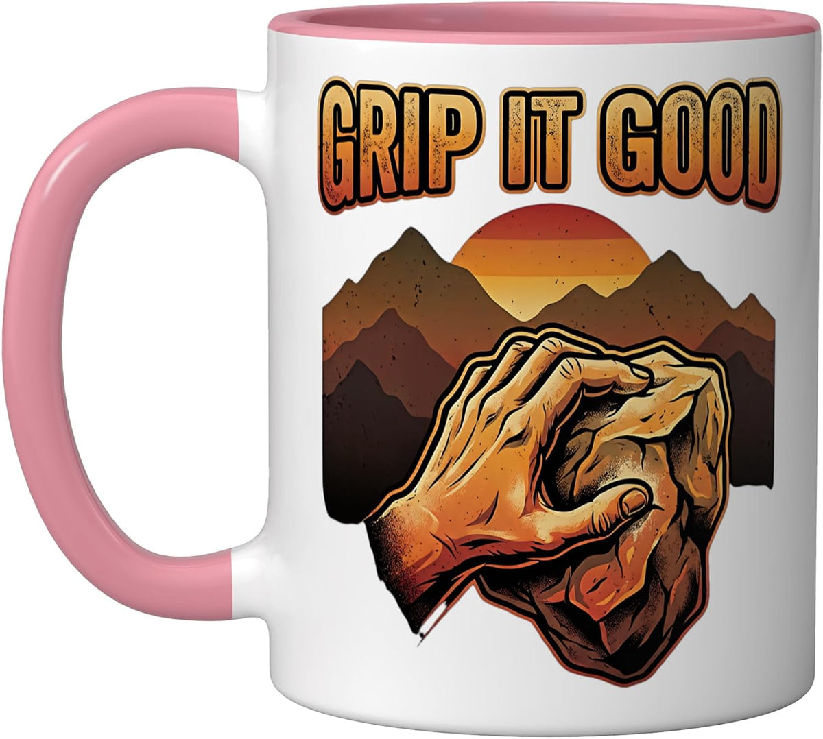 Grip It Good Rock Climbing Bouldering Sunset Ceramic Mug