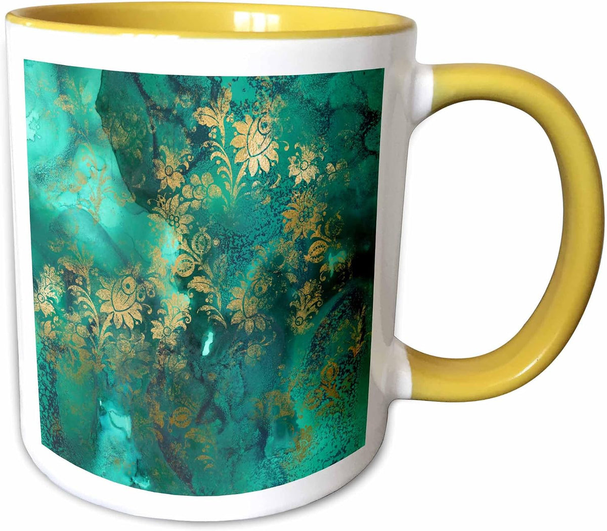 Elegant Green Watercolor Abstract With Faux Ceramic Mug