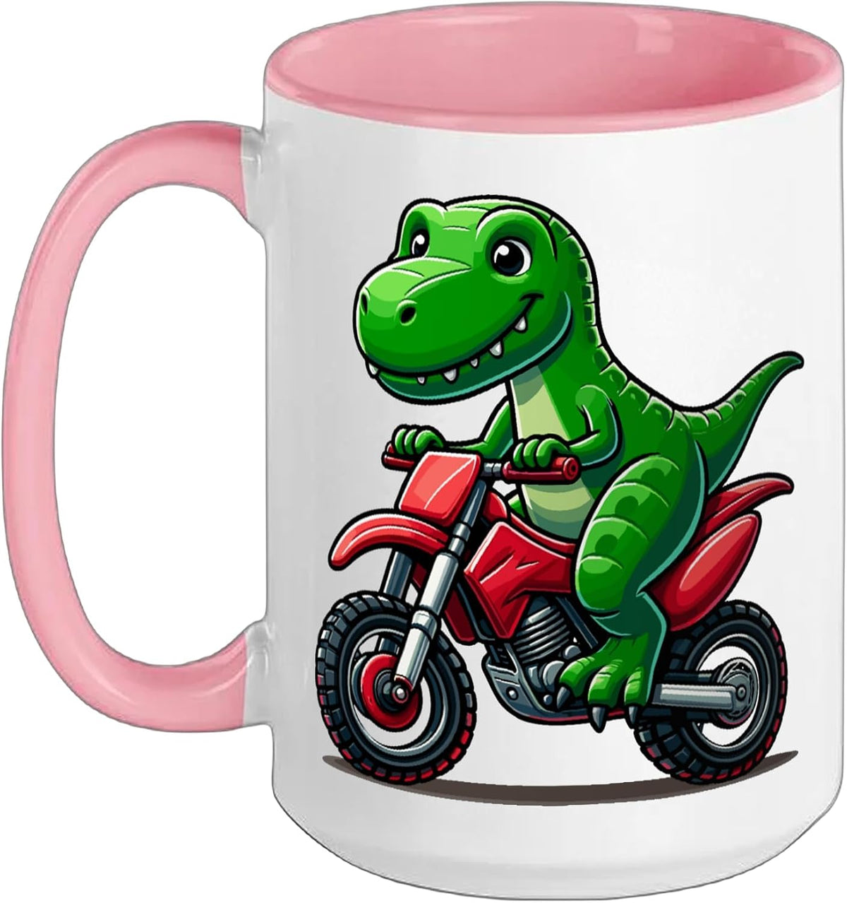 Dinosaur Riding Dirt Bike Cute T-Rex Kids Ceramic Mug