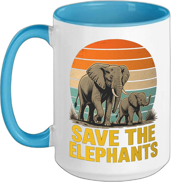Vintage Save The Elephants Ceramic Mug