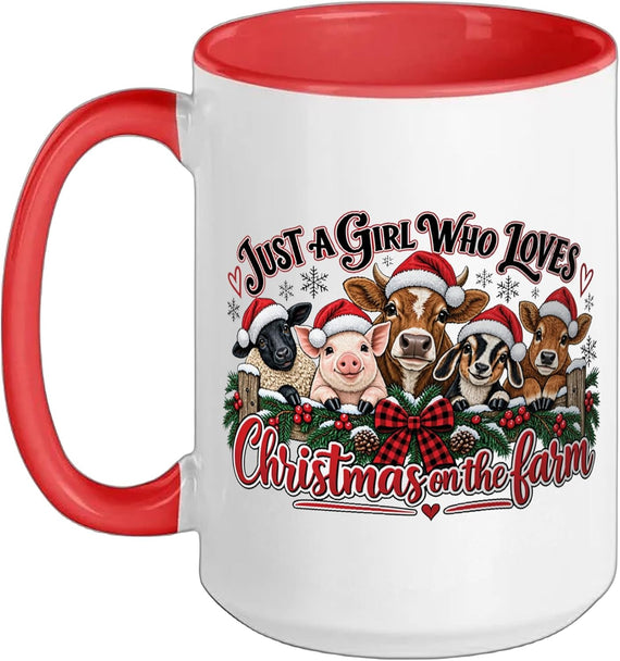 Christmas Farm Animals Cute Cow Pig Goat Holiday Novelty Ceramic Mug
