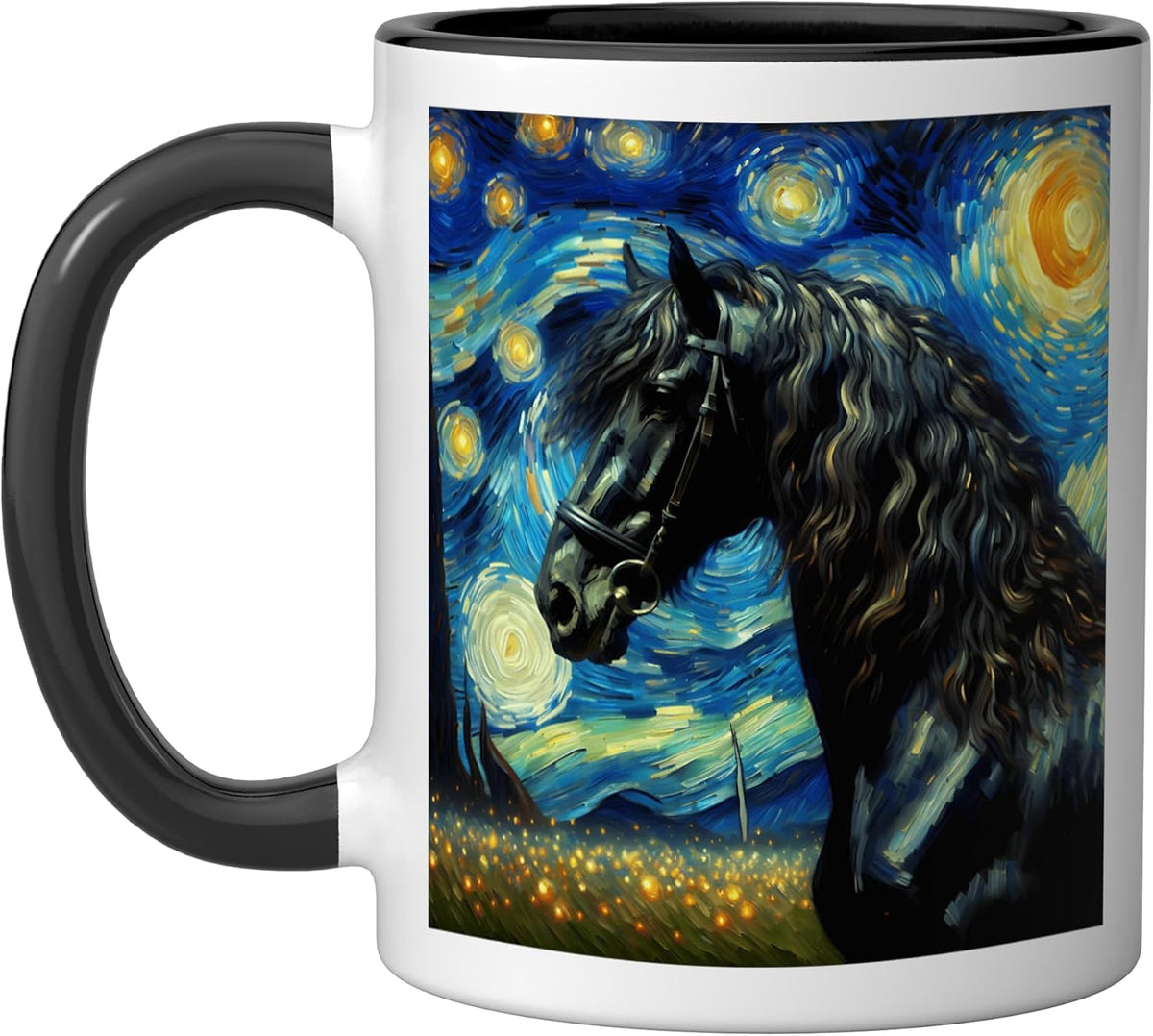 Friesian Horse Starry Night Horse Ceramic Mug