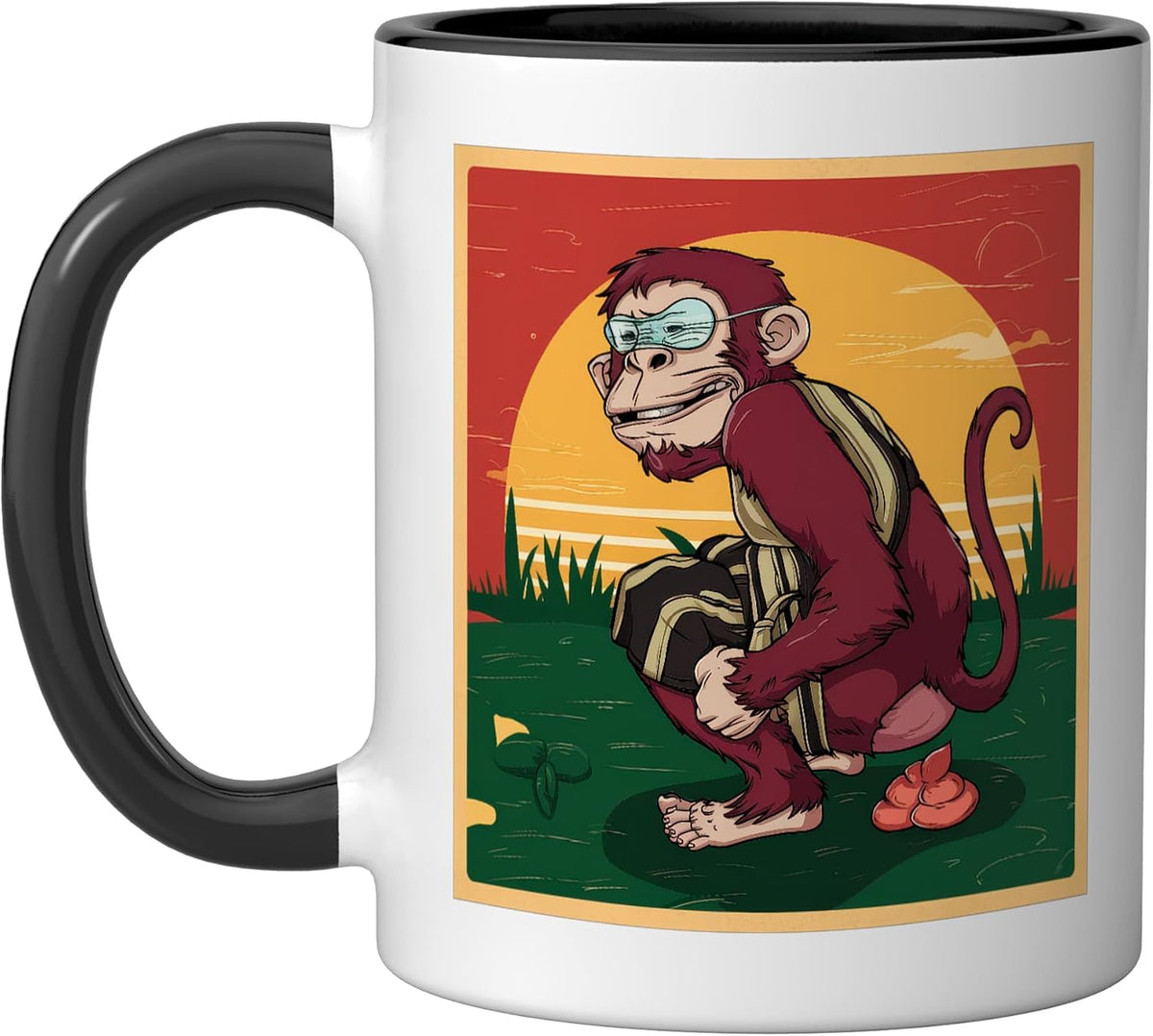 Monkey Vintage Retro Sunset Ceramic Mug