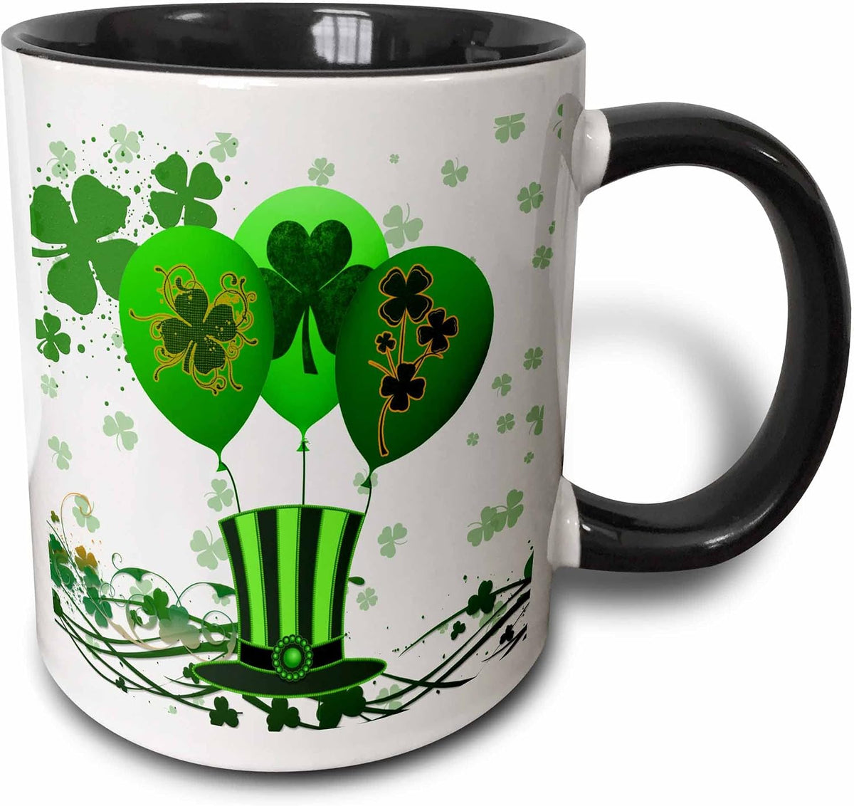 Green St. Patricks Day Balloons, Clovers Ceramic Mug