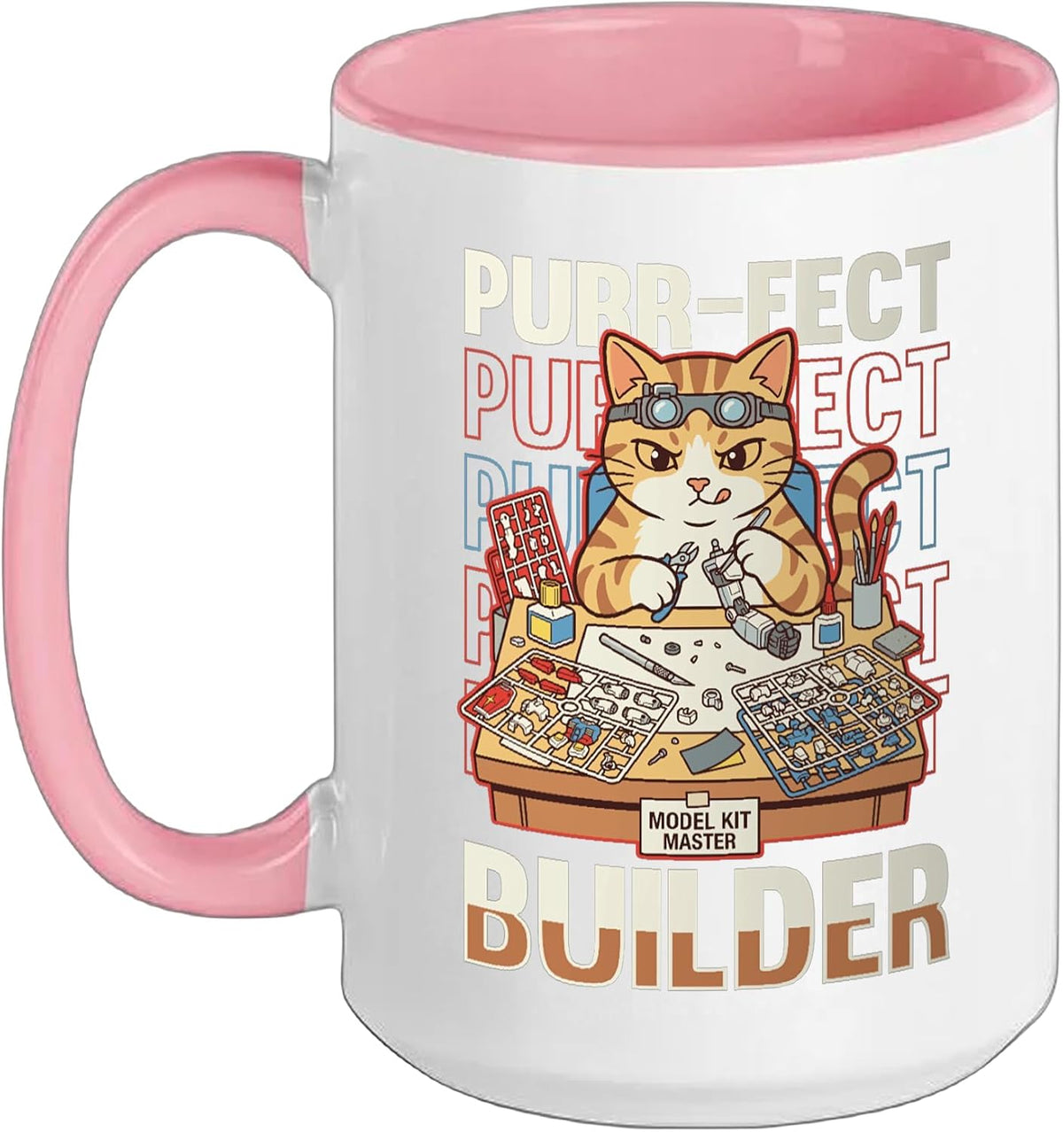Purr-Fect Model Kit Builder Cat Hobbyist Mecha Robot Ceramic Mug