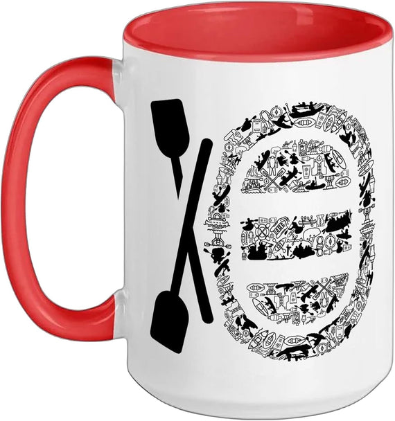 Silhouette Shape Collage Raft Stuff, Rafter Stuff, Rafting Ceramic Mug