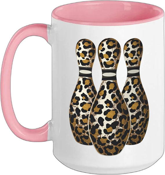 Bowling Pins Leopard Cheetah Bowler Ceramic Mug