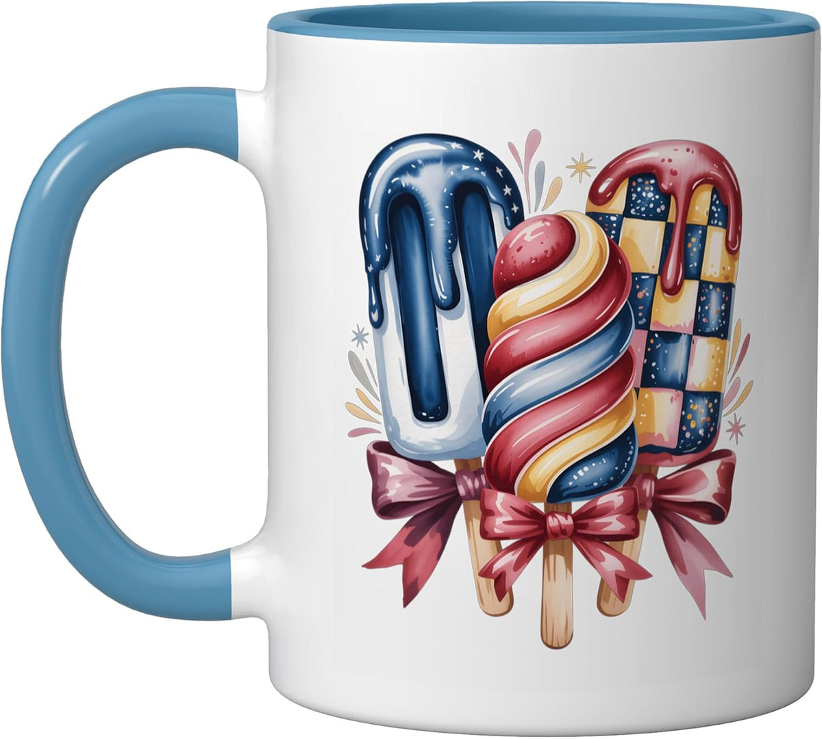 Patriotic Popsicles Red White Blue Ceramic Mug