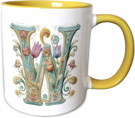 Easter Ornamental Monogram W Ceramic Mug