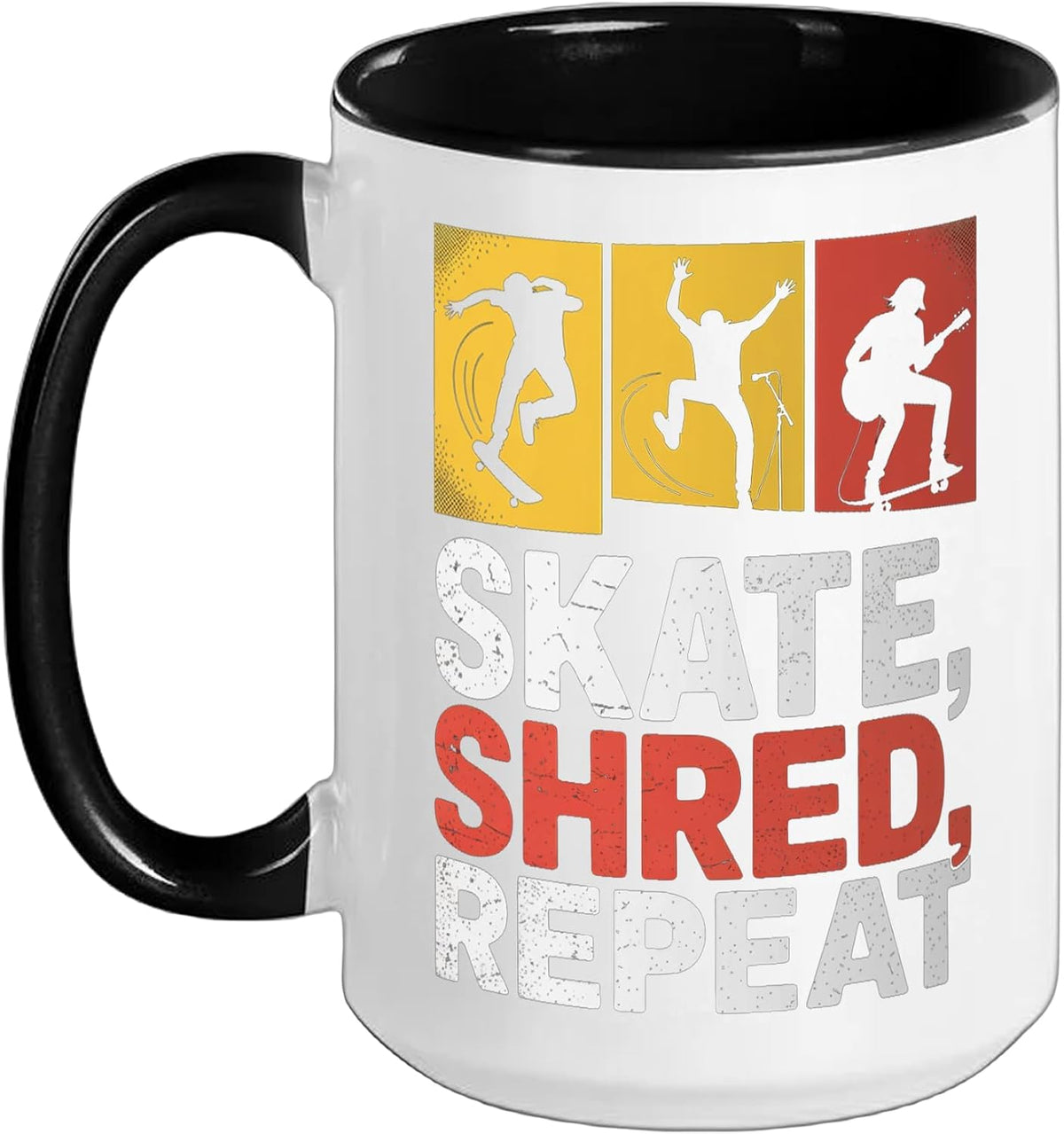 Skate Shred Repeat Punk Rock Music Ceramic Mug