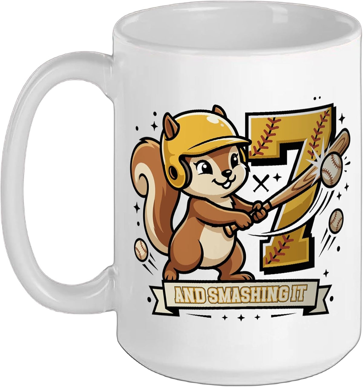7th Birthday Softball Smashing It Seven Year Baseball Ceramic Mug