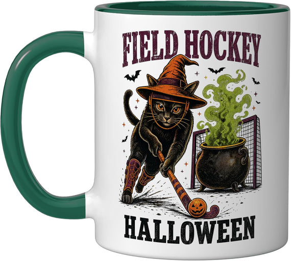Field Hockey Halloween Cat Funny Ceramic Mug