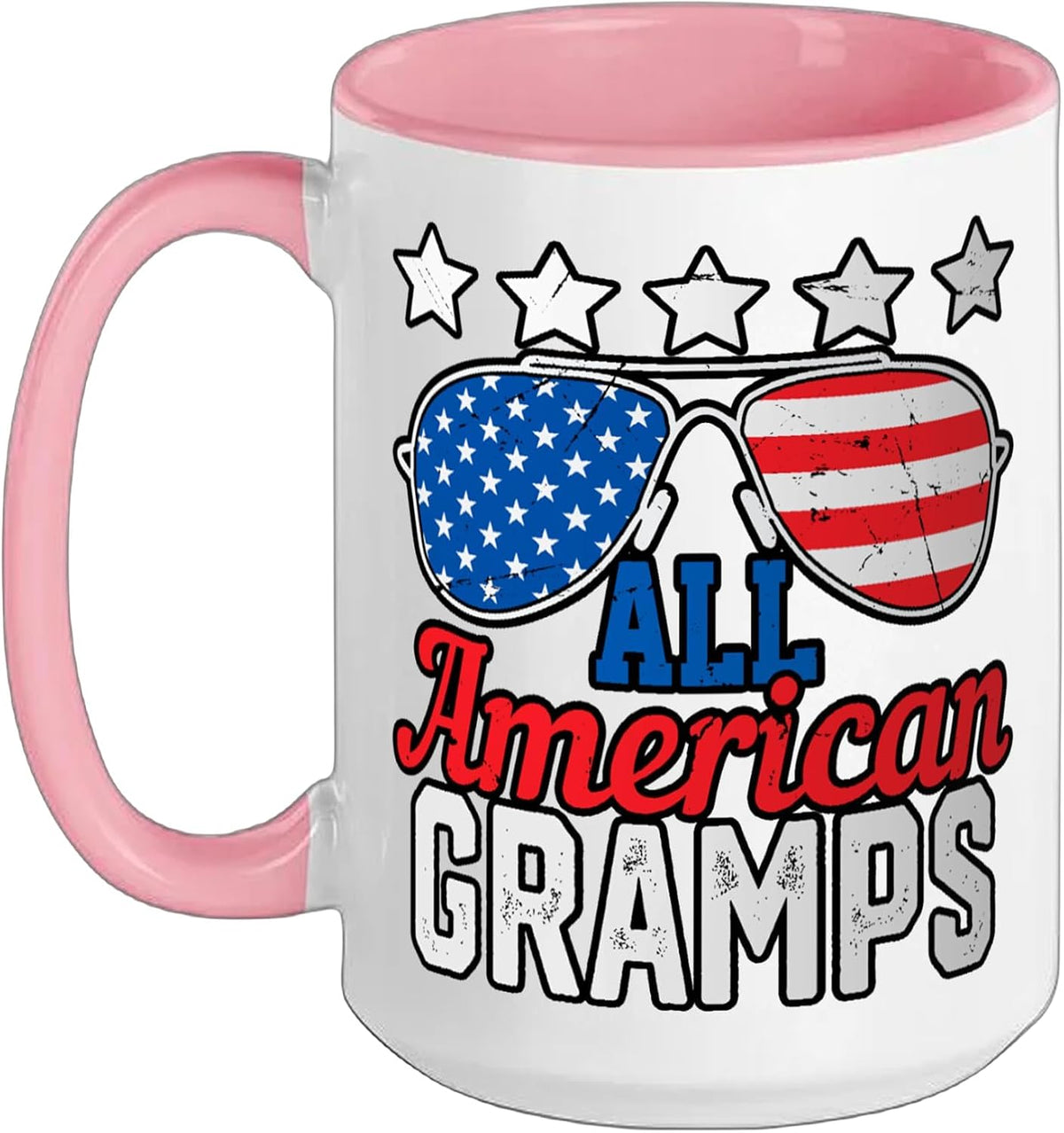 All American Gramps Retro 4th Of July Patriotic Grandpa Ceramic Mug