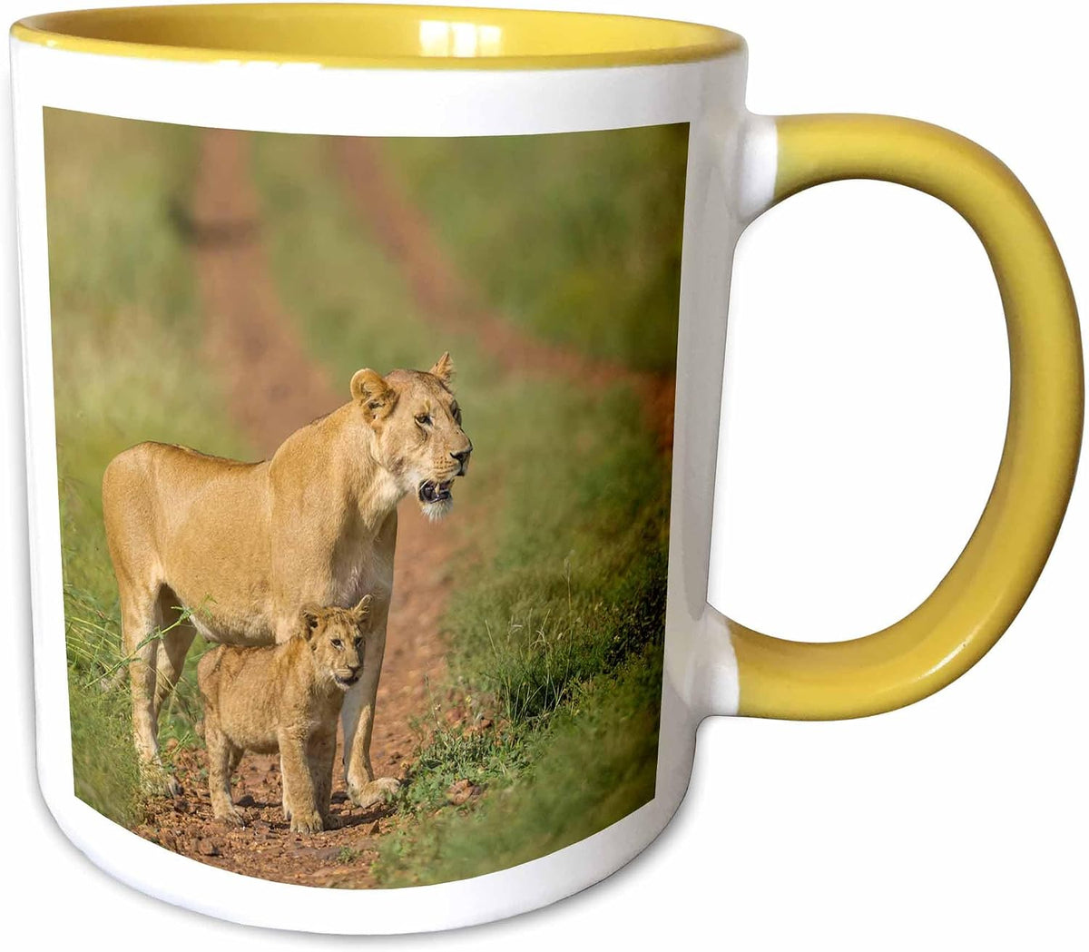 Africa, Lioness And Cub Ceramic Mug