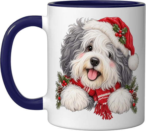 Old English Sheepdog Dog Christmas Santa Hat Mom Ceramic Mug