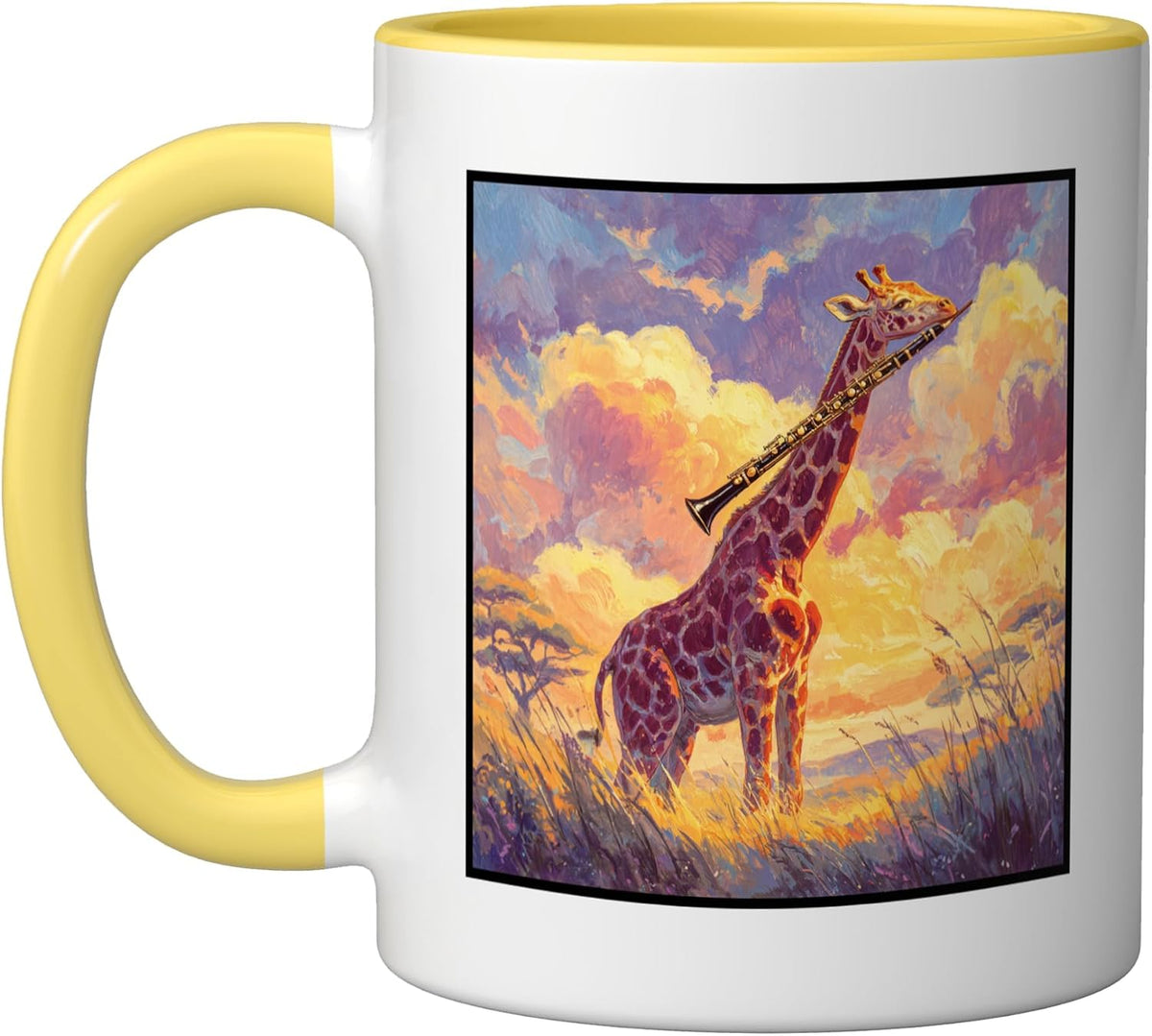 Giraffe Playing Oboe Clarinet Wind Instrument Music Ceramic Mug