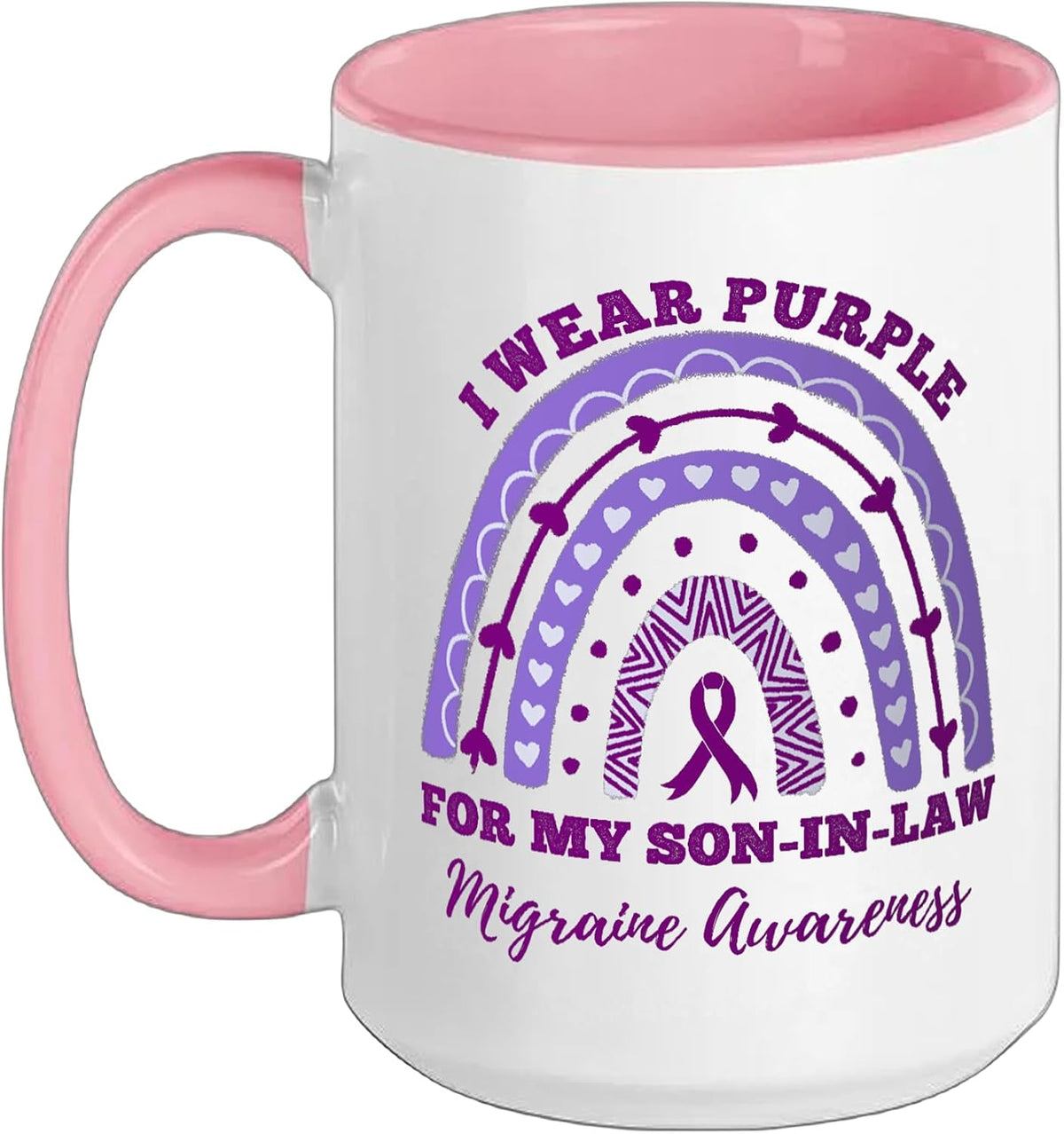 I Wear Purple For My Son-In-Law Migraine Awareness Rainbow Ceramic Mug