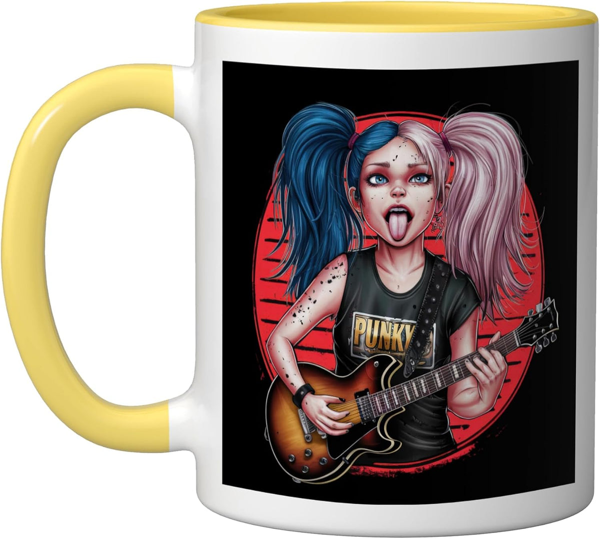Punk Woman With Guitar For Punk Music Fans Ceramic Mug