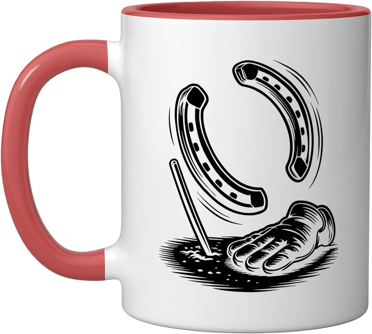 Horseshoe Pitching Ringer Champion Lawn Game Distressed Ceramic Mug