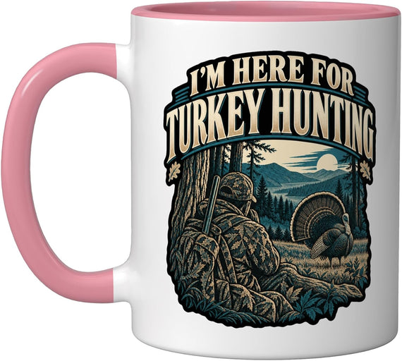 Hunter Art Here Turkey Hunting Woods Scene Ceramic Mug