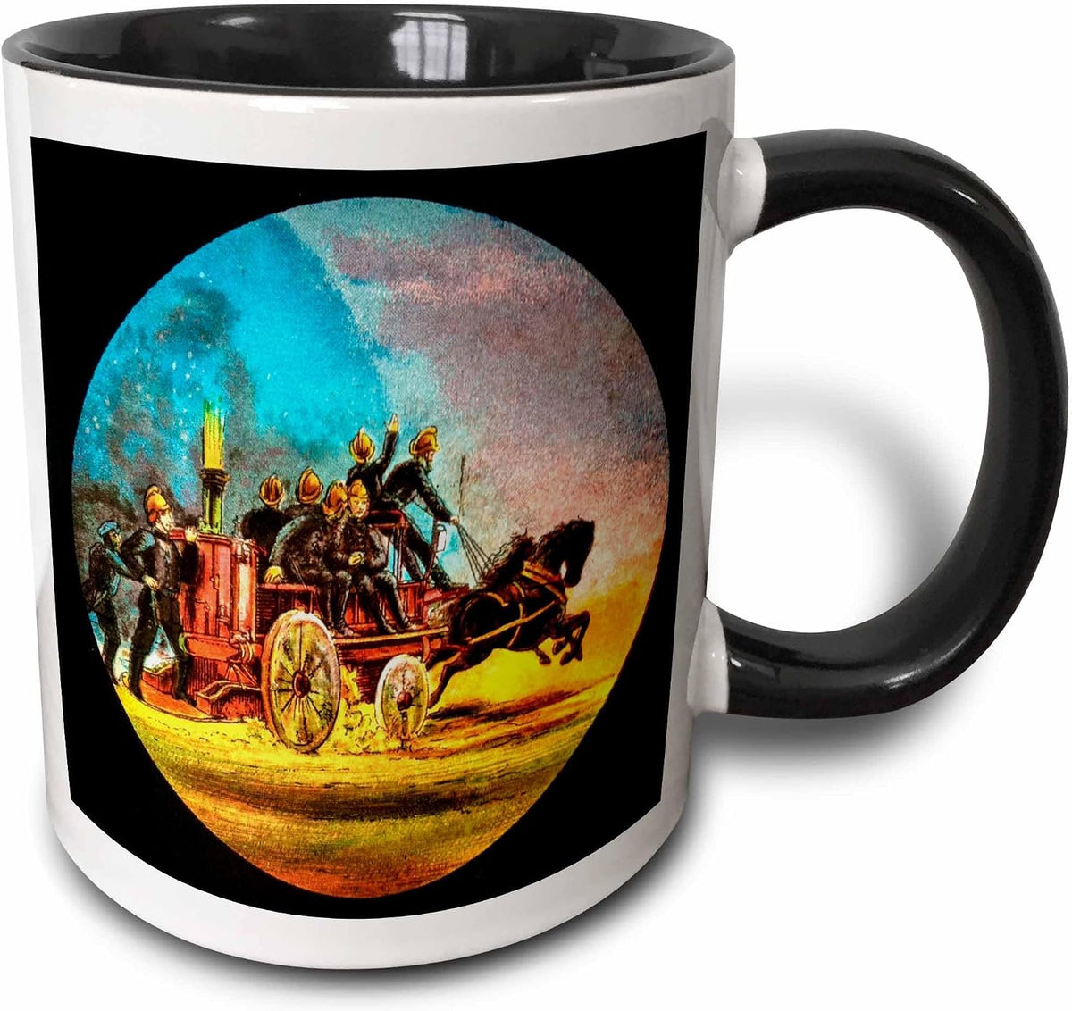 Victorian Fire Company Horse Drawn Engine Racing Ceramic Mug