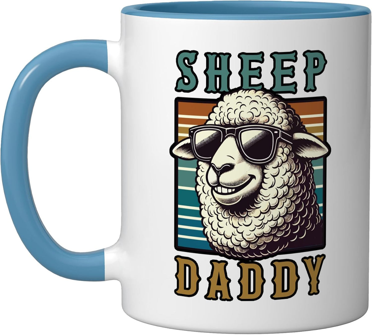 Sheep Daddy Retro Cool Sheep Sunglasses Ceramic Mug