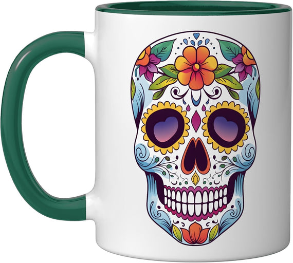 Funny Halloween Sugar Skull Dia De Los Muertos Ceramic Mug