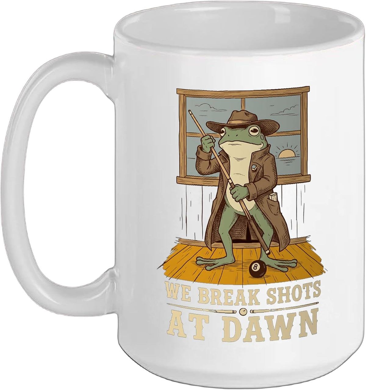 Funny Frog Billiards Player 8 Ball Pool Cue Sports Lover Ceramic Mug