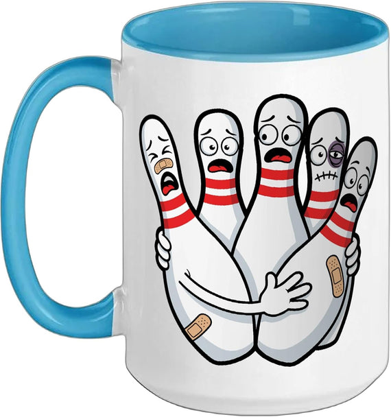 Scared Bowling Pins Funny Bowling Shirts For Men - On Back Ceramic Mug