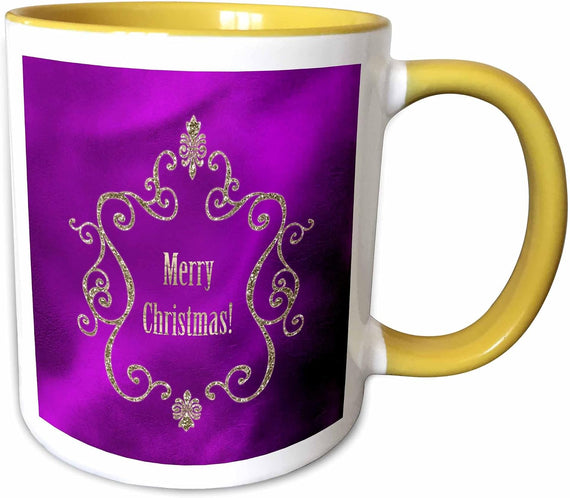 Gold Jewel Look Frame Merry Christmas Plum Ceramic Mug